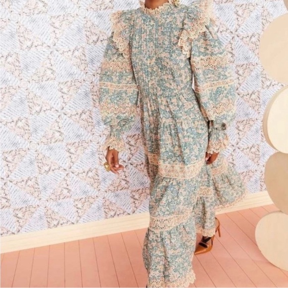 Ulla Johnson Dresses & Skirts - NWT RARE Ulla Johnson Orange Green Ruffle Embroidered Eyelet Marisol dress Sz 6